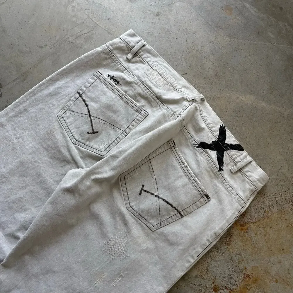 Vintage Y2K Billabong Straight Leg Repaired Sleaze Grunge Retro Jeans Size 38x32